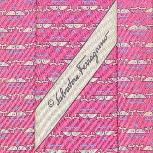 Salvatore Ferragamo Pink Whale Motif Tie - Picture 2 of 5